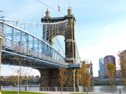 Jonas Roebling Tiltas, Cincinnati Tiltas, Miesto Panorama, Kranto, Orientyras, Centro, Upė