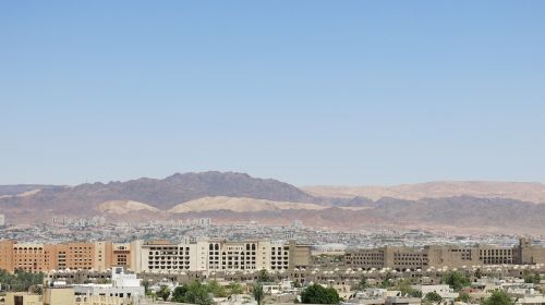 Jordan, Aqaba, Panorama, Kalnas, Pastatas, Dangus, Kalnas