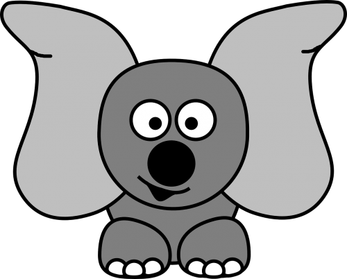 Uodegos Ausys, Dramblys, Dumbo, Ausys, Pilka, Animacinis Filmas, Mielas, Juokinga, Gyvūnas, Safari, Afrika, Nemokama Vektorinė Grafika