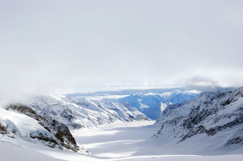 Jungfraujoch, Ledynas, Kalnai, Sniego Kraštovaizdis, Sniegas, Žiema, Šaltas, Gamta, Snieguotas, Alpių, Rūkas