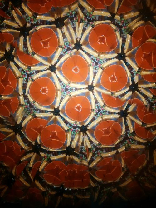 Kaleidoskopas, Kaleidoskopinė, Fraktalas, Abstraktus, Oranžinė