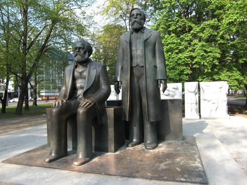Karl Marx, Friedrichas Engelsas, Paminklas, Karl-Liebknecht-Gatvė, Berlynas, Statulas