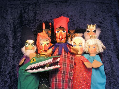 Kaspero Lėlės, Kasper, Teatras, Punch, Lėlių Teatras, Lėlių Vaidinimas, Medžiaga, Lėlės, Žaisti Lėlės, Plėšrūnas, Karalius, Princesė, Krokodilas