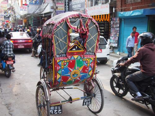 Katmandu, Nepalas, Kultūra, Kelionė, Turizmas, Rickshaw, Gatvė, Gabenimas