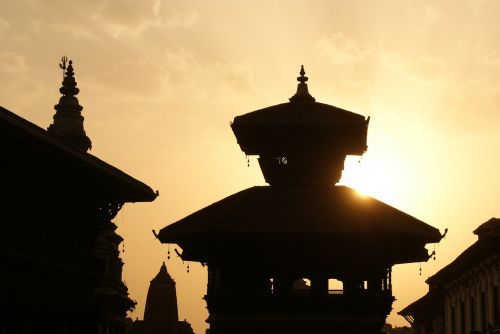Katmandu, Nepalas, Vakaras, Šventykla, Saulėlydis
