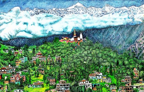 Katmandu,  Himalajus,  Kalnas & Nbsp,  Scena,  Stogo & Nbsp,  Peržiūra,  Kathmandu Stogo Vaizdas