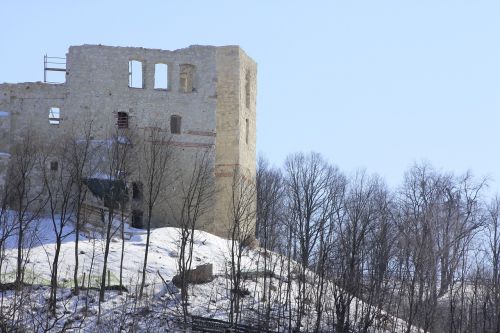 Kazimierz Dolny, Bokštas, Žiema, Blizzard, Sniegas, Architektūra, Lubelskie, Lenkija, Paminklas