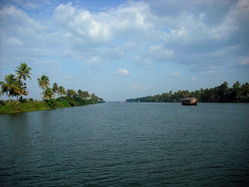 Kerala, Indija, Užtvankos, Upė, Valtys