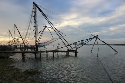 Kerala, Žvejyba, Fishnet, Vakaras, Kočinas, Kočis, Jūra