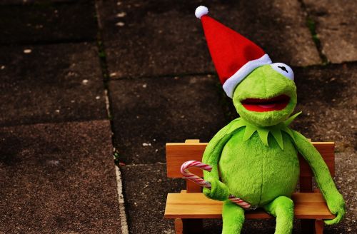Kermit, Varlė, Kalėdos, Santa Skrybėlė, Mielas, Juokinga, Kalėdų Laikas, Atvirukas, Figūra, Žaislai, Minkštas Žaislas, Iškamša, Vaikų Žaislai