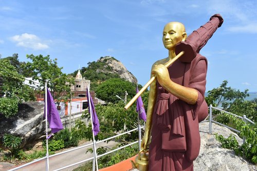 Khao Takiab,  Hua Hin,  Tailandas,  Azijoje,  Kelionė,  Kultūra,  Dvasinis,  Budizmas,  Kalnų,  Dangus,  Statula