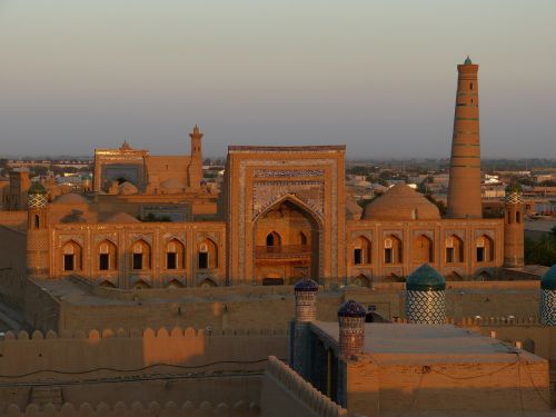 Khiva, Miestas, Miesto Vaizdas, Senas, Abendstimmung, Uzbekistanas, Saulėlydis
