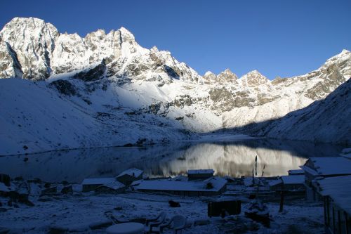Khumbu, Pasivaikščiojimas, Nepalas, Kalnai, Himalaja, Ežeras, Sniegas, Balta, Mėlynas