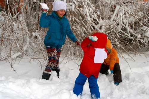 Vaikai, Žaisti, Sniegas, Žiema, Džiaugsmas, Šaltas