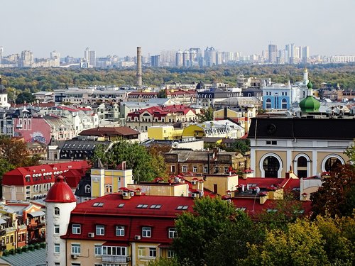Kijevas,  Ukraina,  Architektūra,  Namie,  Miestas,  Panorama,  Vozdvizhenka,  Vaizdas Iš Viršaus,  Aukštis,  Gražus,  Miesto Kraštovaizdis,  Miesto Centras,  Vaizdas