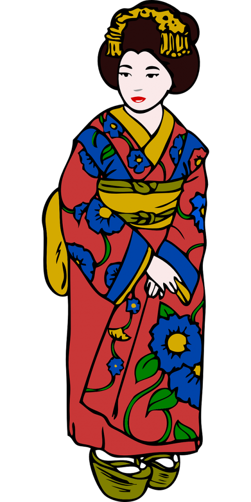 Kimono, Moteris, Apranga, Asian, Rytietiškas, Japanese, Moteris, Suknelė, Tradicinis, Japonija, Kultūra, Nemokama Vektorinė Grafika
