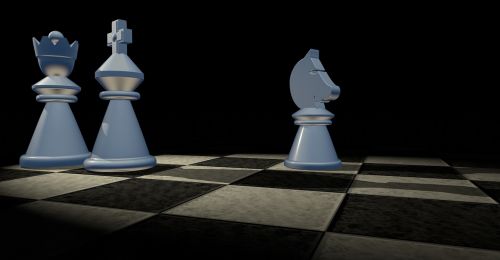 Karalius, Lady, Arklys, Springeris, Šachmatai, Šachmatų Žaidimas, Šachmatų Figūros, Figūra, Strategija, Šachmatų Lenta, Žaidimo Laukai, Žaidimų Lenta, Šachmatų Figūrėlė, Stalo Žaidimas, Stiklas, Strateginis Žaidimas, Balta, 3D