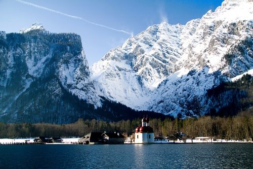 Karalius Ežeras, Bartholomä St, Berchtesgadener Žemės, Ekskursijos Paskirties Vieta, Bavarija, Berchtesgadeno Nacionalinis Parkas, Žiema, Watzmann, Berchtesgaden Alps