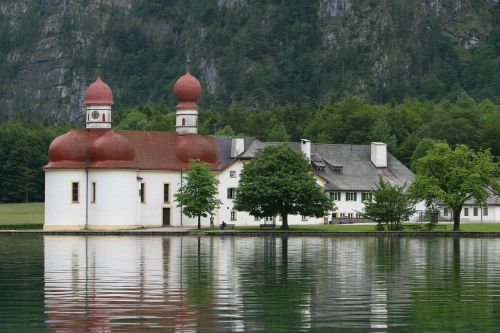 Karalius Ežeras, Berchtesgaden, Sala, Šventoji Bartholomä, Bažnyčia, Vienuolynas, Koplyčia, Turizmas, Romantika, Kalnai