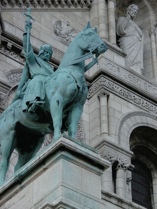 Karalius Saint Louis, Statula, Paris, France, Sacre-Coeur, Montmartras, Orientyras
