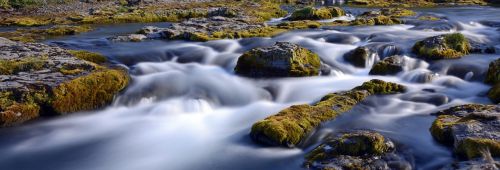 Kirkjufell Upė, Upė, Srautas, Kraštovaizdis, Gamta, Iceland, Snæfellsnes Pusiasalis, Vanduo, Ilga Ekspozicija, Akmenys, Samanos, Samanos, Mistinis