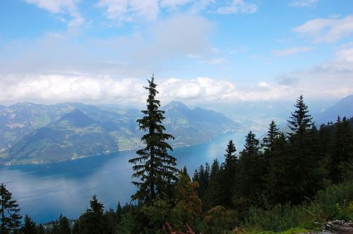 Klewenalp, Ežero Lucerne Regionas, Ežeras, Vaizdas, Kalnai, Debesys, Dangus, Gamta, Mėlynas, Šveicarija