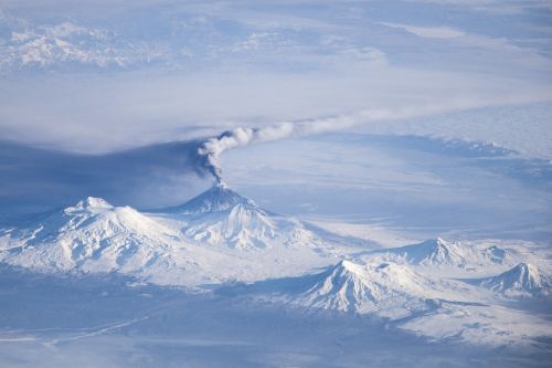 Kovušuvio Vulkanas, Žiūrima Iš Kosmoso, Tarptautinė Kosminė Stotis, Iss, Kamčatkos Pusiasalis