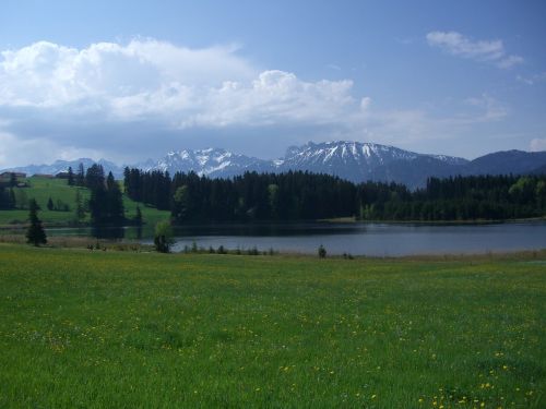 Koeglweiher, Allgäu, Kalnų Panorama
