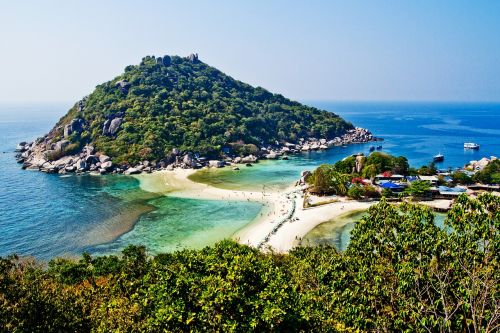 Koh Tao, Tailandas, Koh Nang Yuan, Nangyuan, Papludimys, Sala, Gamta, Jūra, Mėlynas, Smėlis, Tajų, Asija, Kraštovaizdis