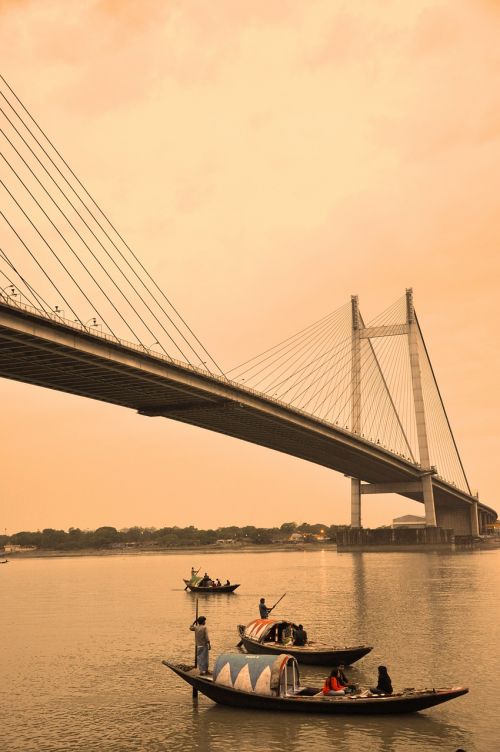Kolkata, Kabantis Tiltas, Tiltas, Žvejybos Laivai, Indija