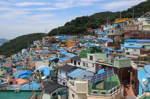 Korėja,  Busanas,  Gamcheon-Dong Kultūra Kaimas,  Dažytos Sieninis Kaimas
