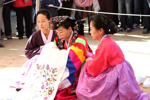 Korėjos Tradicinės Vestuvės, Nuotaka, Santuoka, Ceremonija, Vestuvės, Kultūrinis, Moteris, Tuoktis, Moteris, Švesti