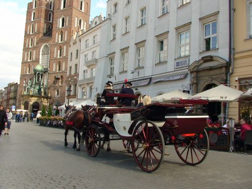 Krakow, Pagrindinė Rinkos Aikštė, Arklių Vilkikas, Marijos Bažnyčia