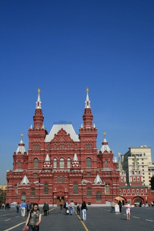 Kremlius, Raudonas Kvadratas, Mėlynas Dangus, Valstybinės Istorijos Muziejus, Neo-Rusų Dizainas, Neo-Rusų Architektūra, Rusija