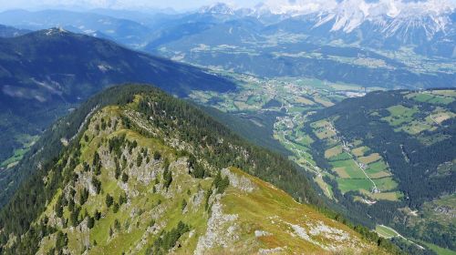 Krūgeris, Kalnas, Alpių, Schladminger Tauern, Panorama, Enstal, Austria, Styria