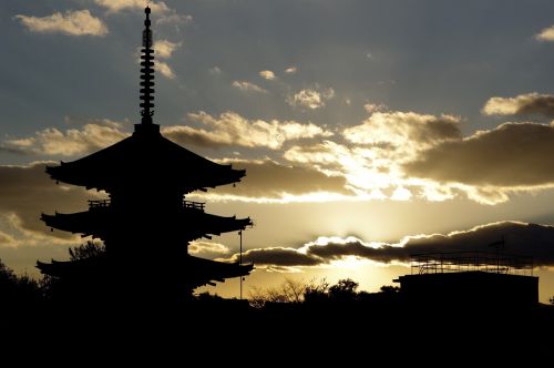 Kyoto, Penkių Pasakų Pagoda, Saulėlydis, Japonija, Budizmo Šventykla