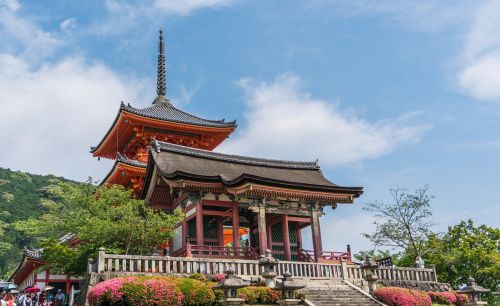 Kyoto, Japonija, Kiyomizu Šventykla, Asija, Japanese, Orientyras, Kelionė, Žinomas, Architektūra, Istorinis, Vaizdingas, Kultūra, Turizmas, Pritraukimas, Vasara, Istorija, Senovės, Ekskursijos, Peizažas, Kraštovaizdis