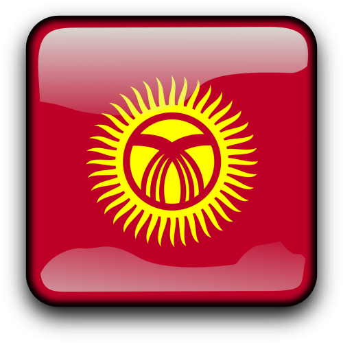 Kirgizija, Vėliava, Šalis, Tautybė, Kvadratas, Mygtukas, Blizgus, Nemokama Vektorinė Grafika