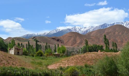Kirgizija, Kalnai, Sniegas, Slėnis