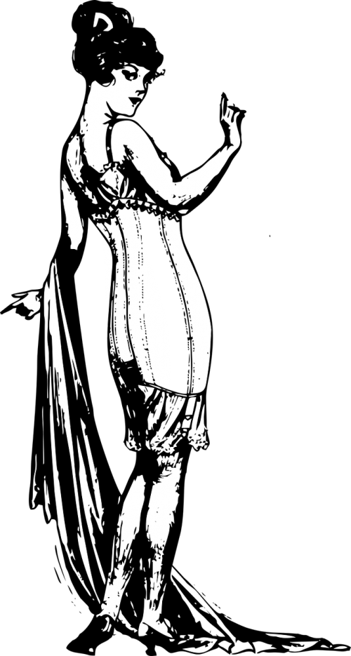 Lady, 1900, 1920S, Mada, Korsetas, Dvidešimtoji, Vintage, Nemokama Vektorinė Grafika