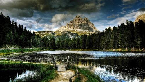 Lago Antorno, Trys Zinnen, Dolomitai, Kalnai, Alpių, Italy, Rokas, Didelis Viršūnė, Lavaredo, Dolomitas, Gamta, Gamtos Stebūklai, Vasara, Debesys, Kraštovaizdis