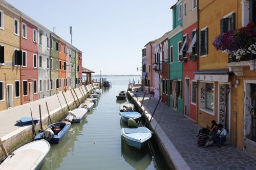 Lagūnos Venecija, Burano Sala, Kanalas, Namai