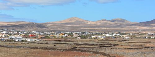 Lajares, Fuerteventura, Kaimas, Vaizdas, Panorama, Namai, Kalnai, Oras