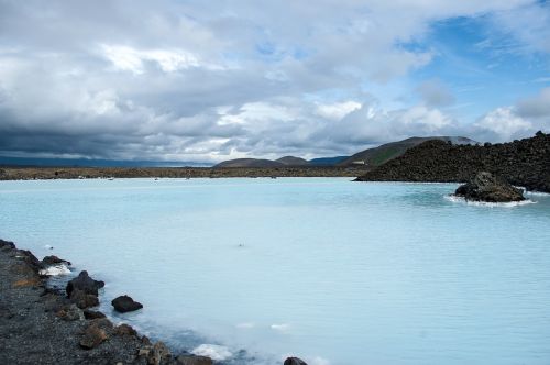 Ežeras, Mėlynas, Iceland, Vanduo, Debesys, Horizontas