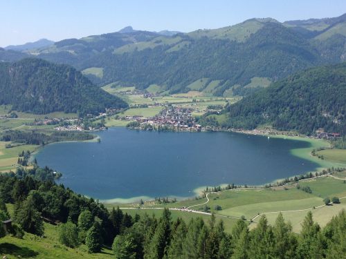 Ežeras, Austria, Gamta, Kalnai, Alpių, Kraštovaizdis, Vanduo, Panorama, Bergsee, Tolimas Vaizdas, Romantika, Vasara, Kalnų Panorama