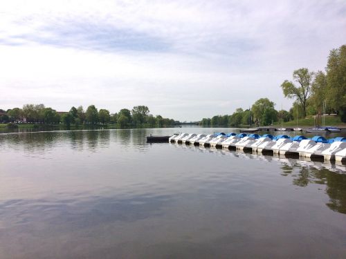 Ežeras, Aasee, Pedaliniai Valtys, Pavasaris, Münsteris, Westfalen, Malonumas, Poilsis, Tylus, Vanduo