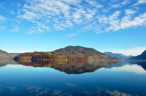 Ežeras, Gamta, Kraštovaizdis, Rudens Nuotaika, Vandens Atspindys, Austria