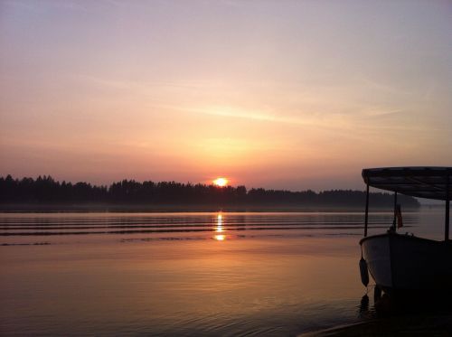 Ežeras, Finland, Saulėlydis, Abendstimmung, Vanduo, Debesys, Kraštovaizdis, Gamta, Boot