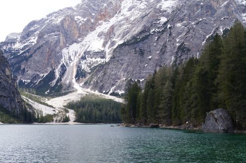 Ežeras, South Tyrol, Kalnai, Kraštovaizdis, Italy, Gamta, Dolomitai, Bergsee, Alpių, Kalninis Ežeras, Vanduo, Bergwelt Südtirol, Gamtos Rezervatas, Pragser Wildsee