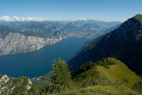 Ežeras, Garda, Lago Di Garda, Kalnai, Alpių, Vasara, Aukščiausiojo Lygio Susitikimas, Debesys, Iš Viršaus, Paukščio Skrydžio Vaizdas, Lombardija, Italy